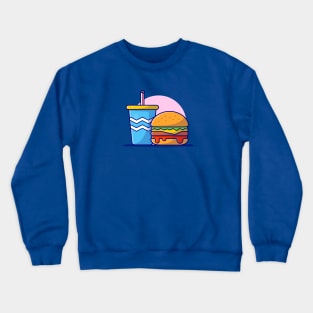 Burger And Soda Cartoon Vector Icon Illustration (4) Crewneck Sweatshirt